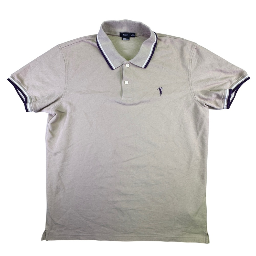 Bossini Polo Shirt Men's XXL Z-Tay Dry Tan Beige Short Sleeve Golfer Logo